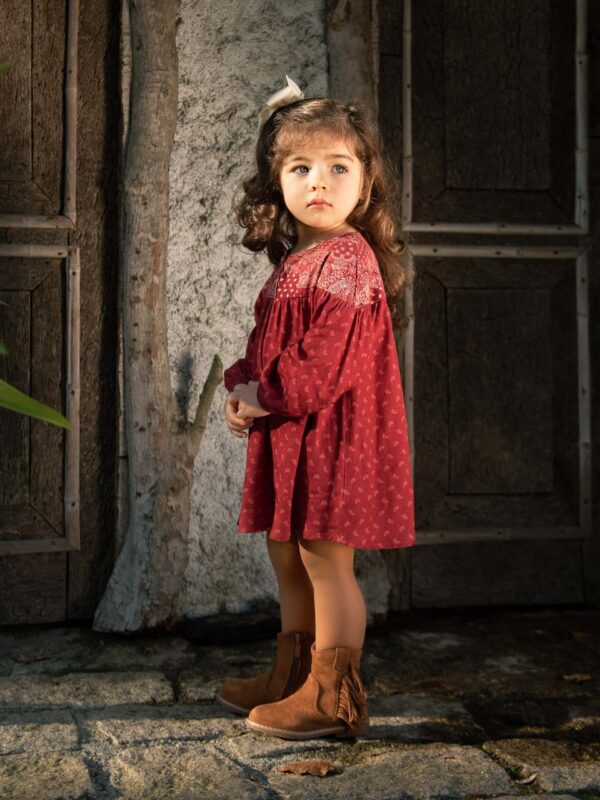 robe rouge terracotta automne mi saison vêtement bébé fille boutique saint martin en haut
