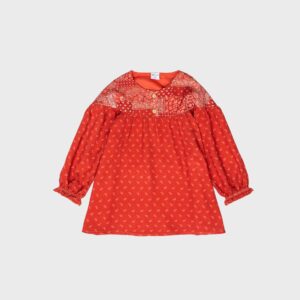 Robe terracotta motifs blancs