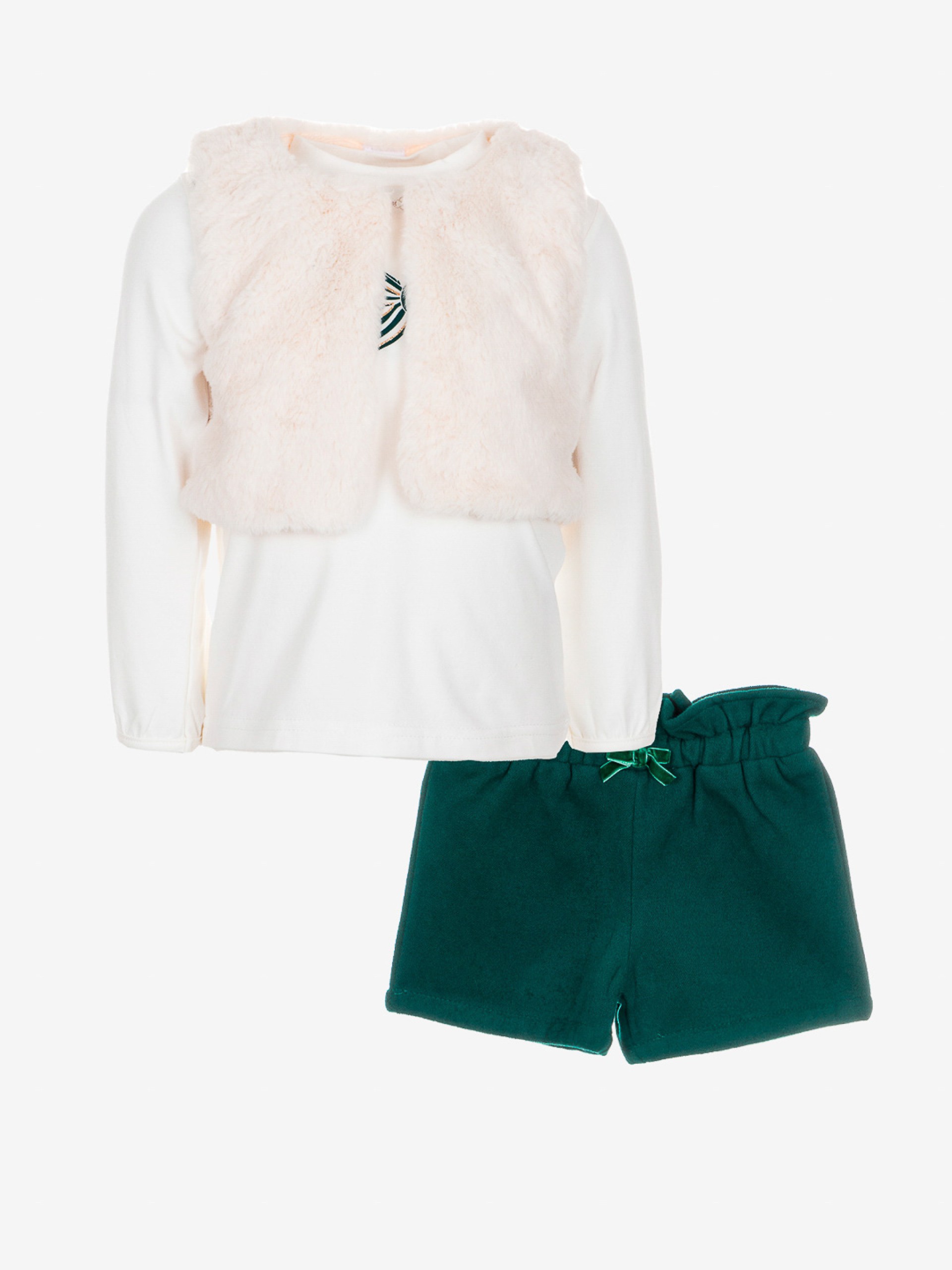 ensemble bébé fille vêtement enfant short pull gilet fourrure tout doux joli pas cher idée cadeau naissance occasion fêtes de noel