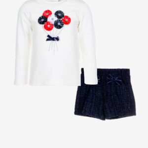 Ensemble short bleu bouquet de fleurs