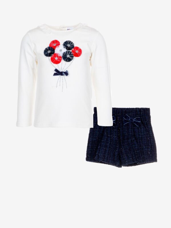 ensemble short et pull fin paillettes fleurs noeud joli pas cher vêtement enfant bébé fille idée cadeau naissance occasion fêtes de fin d'année noel