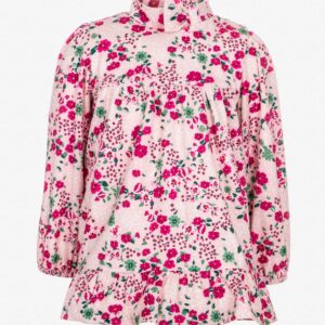 Robe velours rose à fleurs