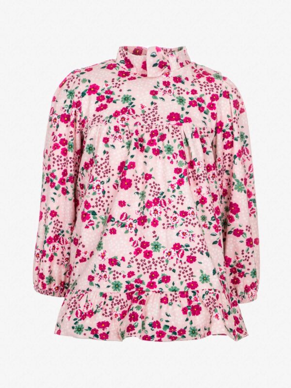 robe velours vêtement enfant fille bébé rose fleurs jolie pas cher idée cadeau naissance boutique saint martin en haut