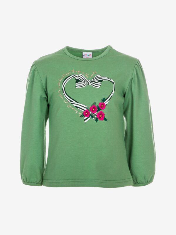 tee-shirt manches longues pull fin vert vêtement enfant fille bébé idée cadeau naissance joli pas cher boutique st martin en haut