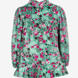 Robe velours verte à fleurs