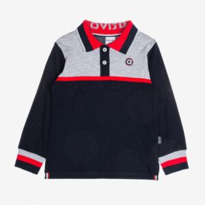 Polo marine gris et rouge