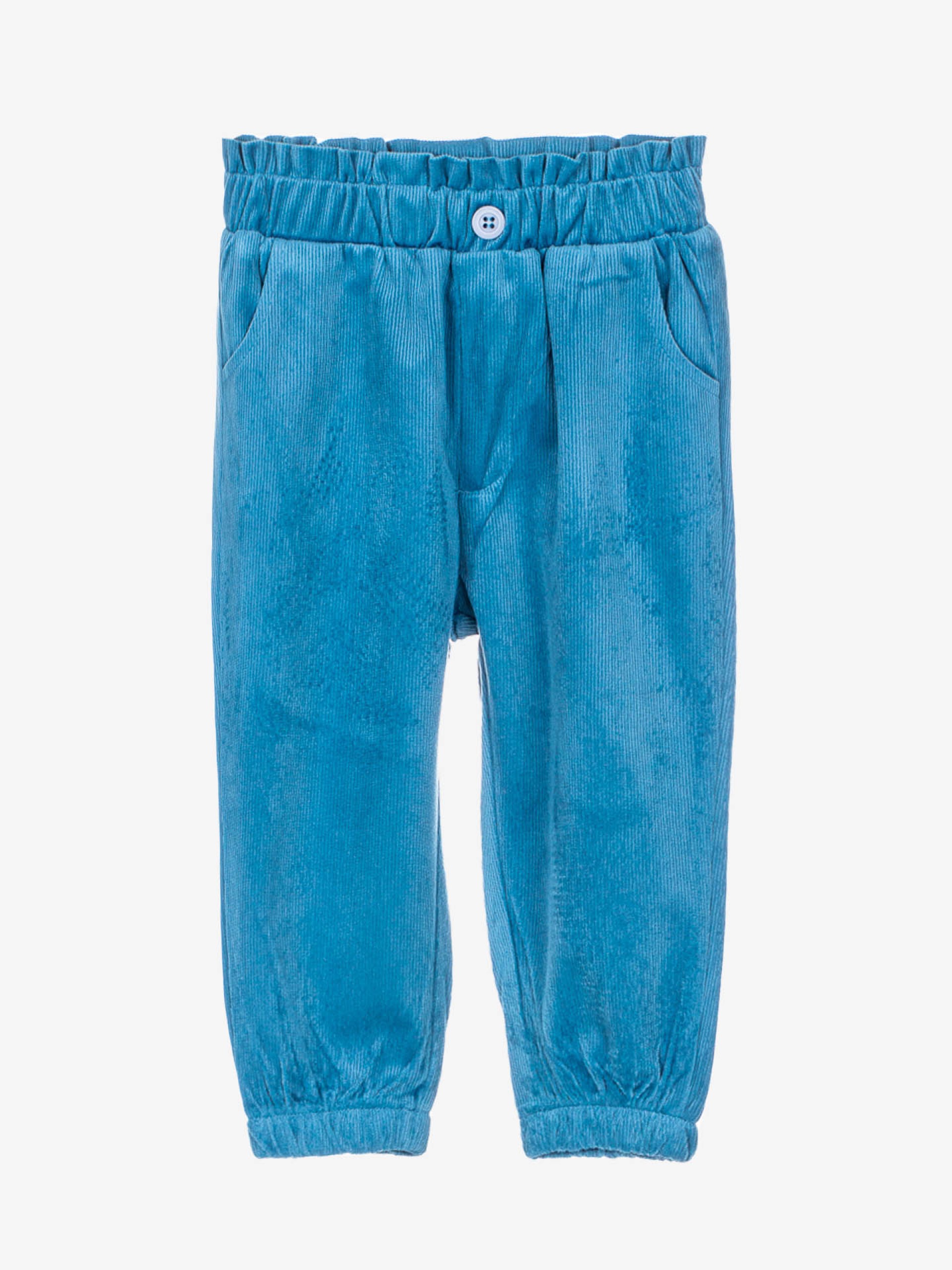 pantalon bleu velours vêtement enfant bébé fille joli pas cher idée cadeau naissance boutique saint martin en haut