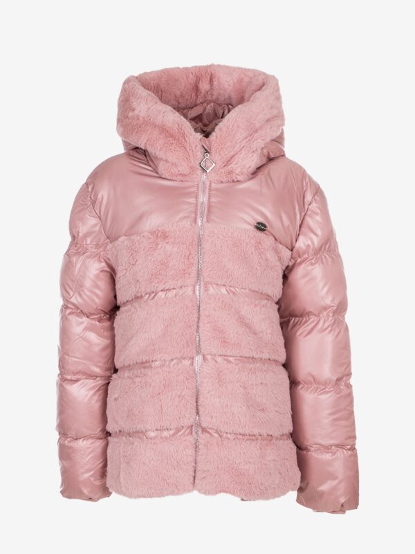doudoune hiver fille enfant rose vêtement boutique saint martin en haut joli pas cher fourrure chaud idée cadeau
