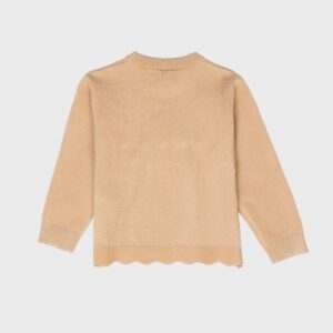 Pull beige pompon marine bordeaux