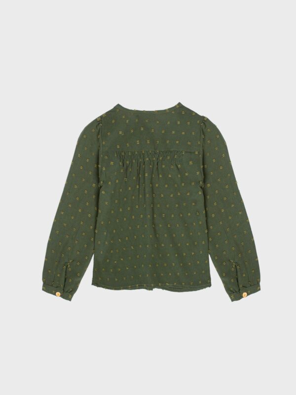 blouse haut fille enfant vêtement joli pas cher bien habillée boutique saint martin en haut idée cadeau fêtes anniversaire kaki vert