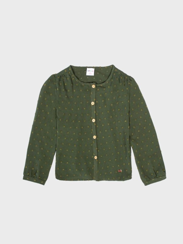 blouse haut fille enfant vêtement joli pas cher bien habillée boutique saint martin en haut idée cadeau fêtes anniversaire kaki vert
