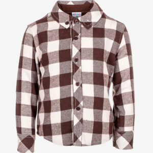 Chemise à carreaux marron et beige
