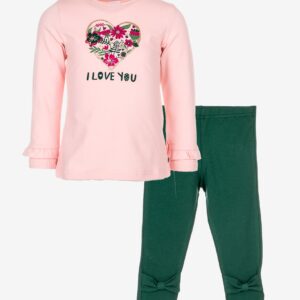 Ensemble rose et vert « I LOVE YOU »