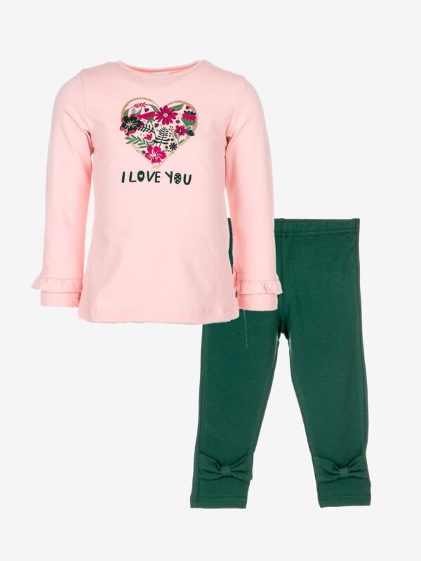 ensemble rose et vert pour enfant confortable chaud joli pas cher idée cadeau pour naissance boutique vêtement saint martin en haut