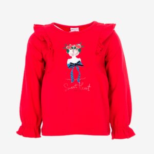 Pull rouge fille de dos