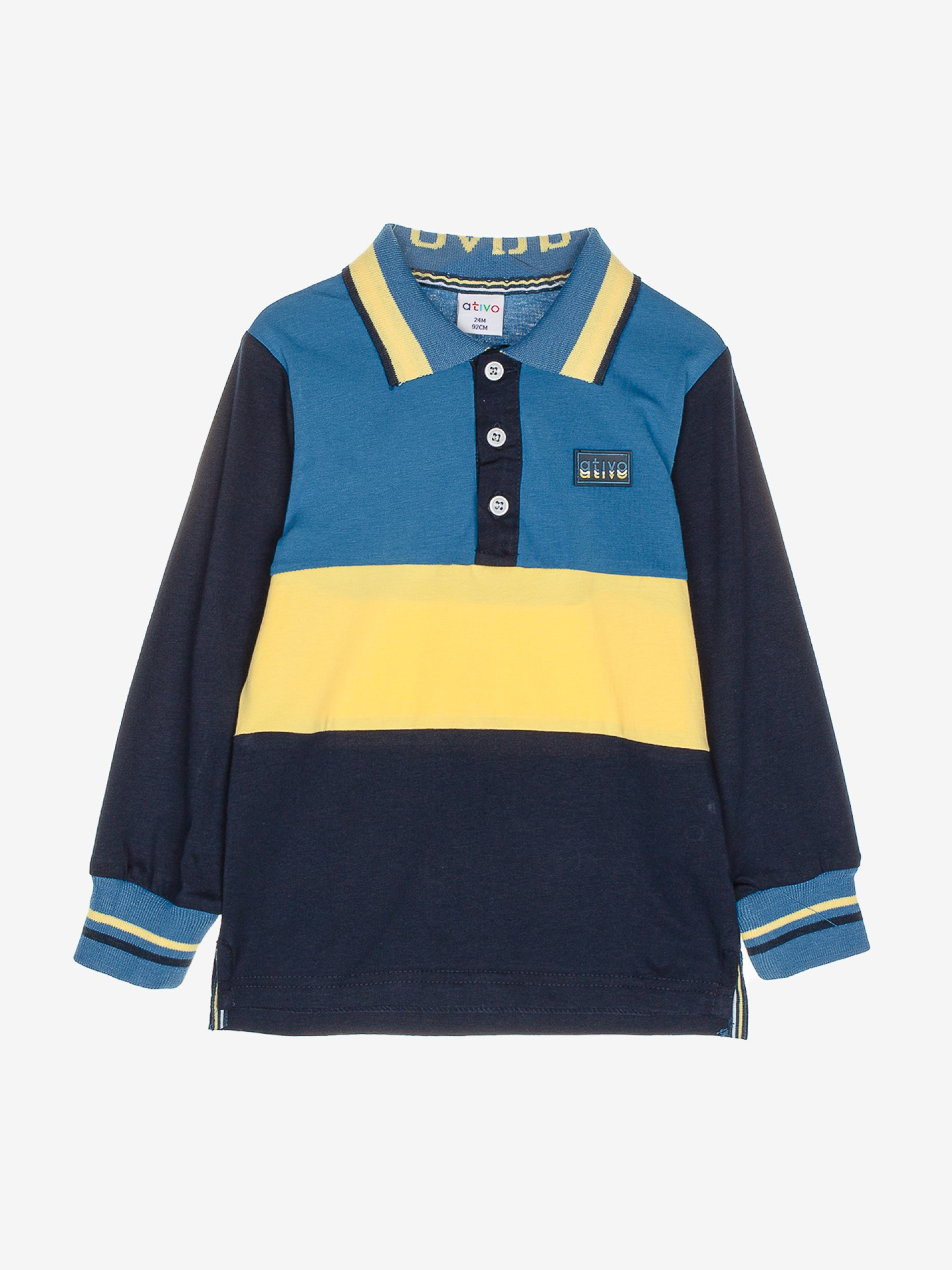 polo bleu marine jaune joli pas cher vêtement enfant bébé garçon idée cadeau naissance boutique saint martin en haut