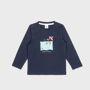 Pull fin bleu « TIME TO TRAVEL »