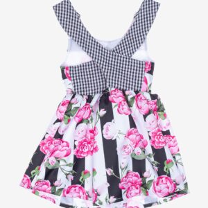 Robe rayée noire et blanche fleurs roses – 19,99€
