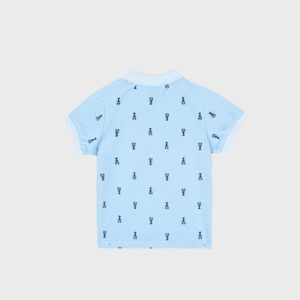Polo bébé bleu ciel à motifs