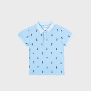 Polo bébé bleu ciel à motifs