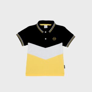 Polo marine, blanc et jaune – 15,99€