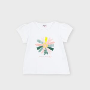 T-shirt blanc pétales couleurs – 10,99€