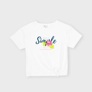 T-shirt blanc noué « SIMPLE » – 11,99€
