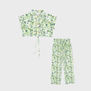 Ensemble crop top et pantalon vert – 30,99€