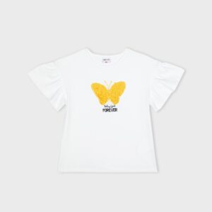 T-shirt blanc papillon jaune – 13,99€