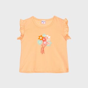 T-shirt orange bouquet de fleurs – 10,99€