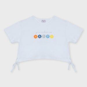 Crop top blanc « HAPPY » – 11,99€