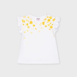 T-shirt blanc fleurs jaunes – 10,99€