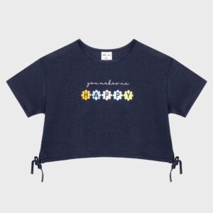 T-shirt crop top marine « HAPPY » – 11,99€