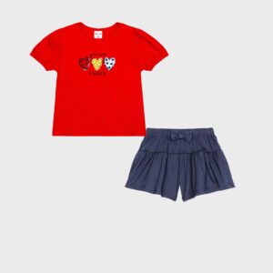 Ensemble t-shirt rouge et short « YOU ARE UNIQUE » – 18,99€