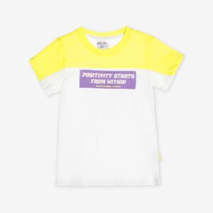 T-shirt blanc et jaune « POSITIVITY » – 10,99€