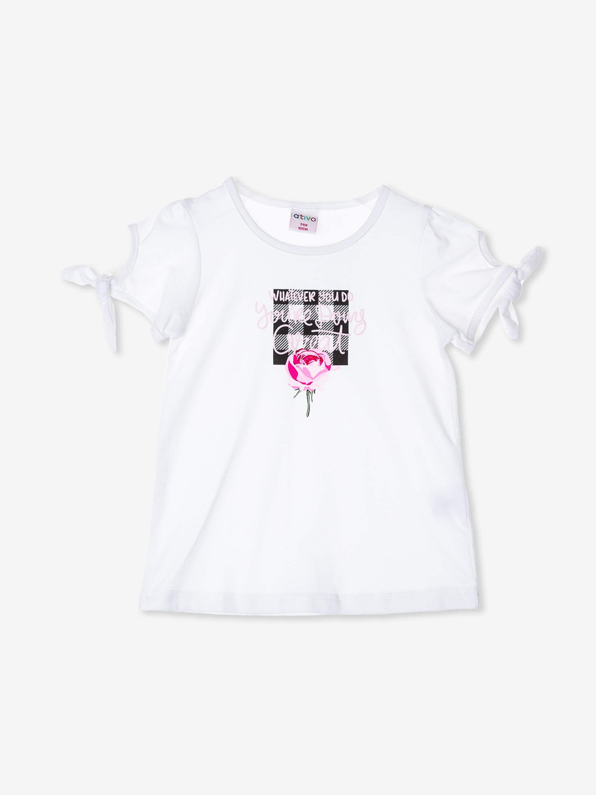 T-shirt blanc fleur rose - 11,99€
