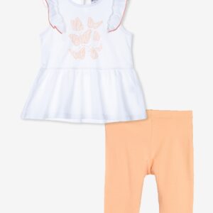 Ensemble tunique blanche et legging orange – 18,99€