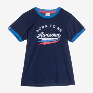 T-shirt bleu « BORN TO BE AWESOME » – 12,99€