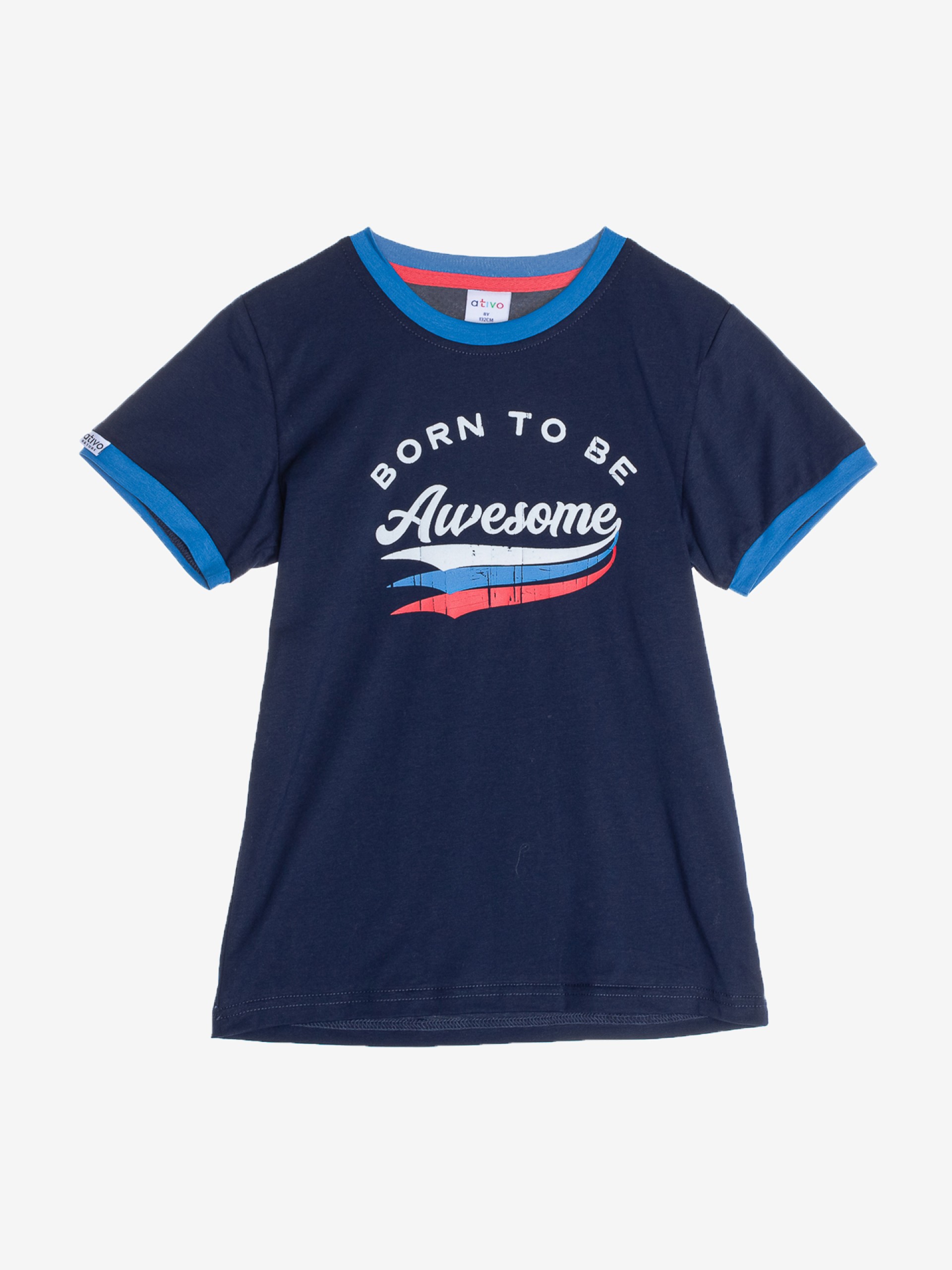 T-shirt bleu "BORN TO BE AWESOME" - 12,99€