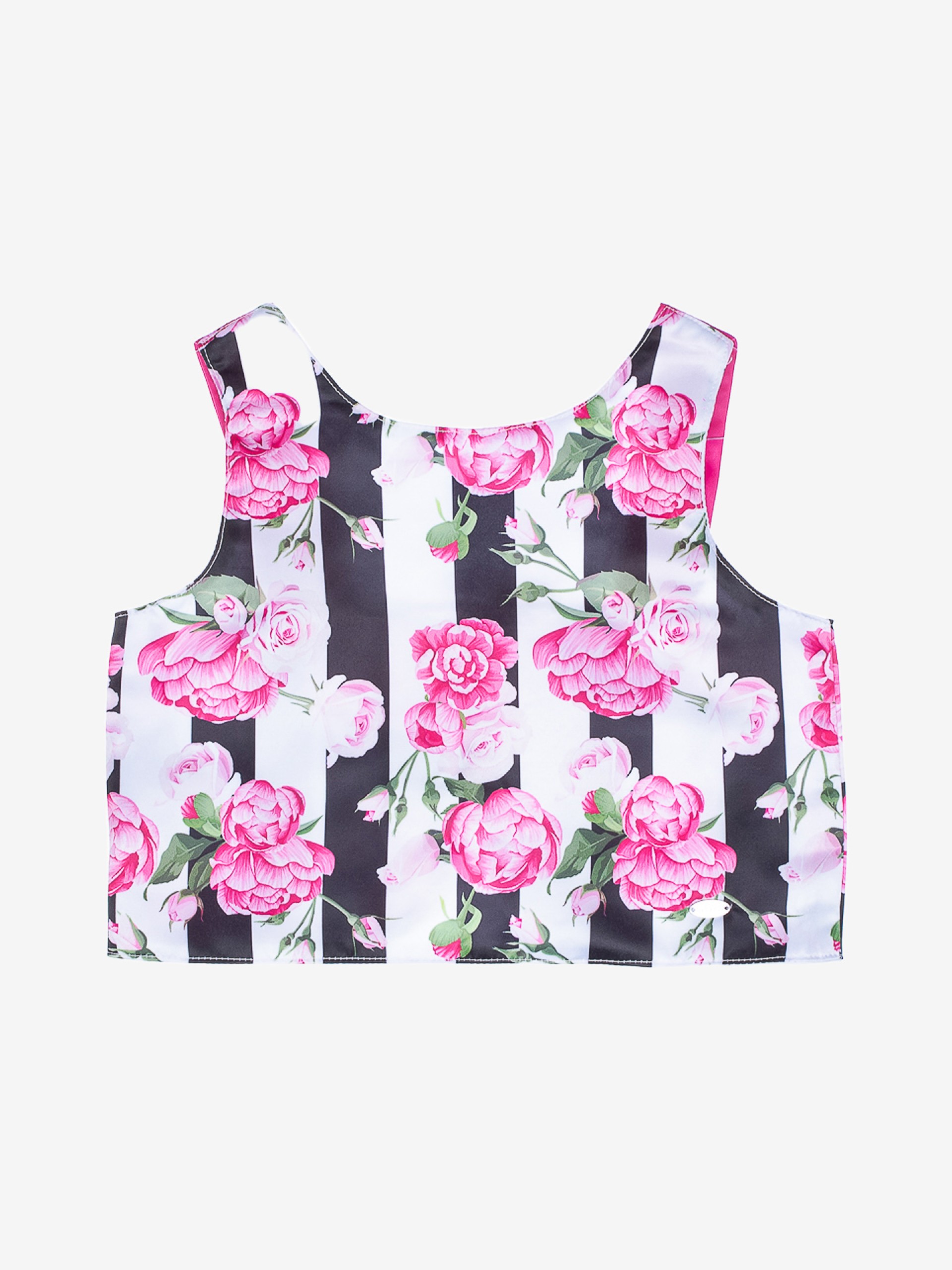 Top rayé noir et blanc fleurs roses - 15,99€