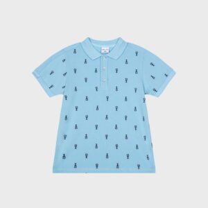 Polo bleu ciel à motifs