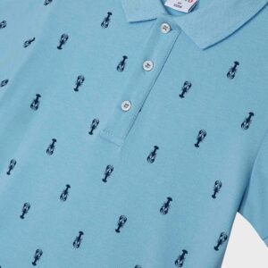 Polo bleu ciel à motifs