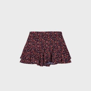 Jupe-short marine à fleurs